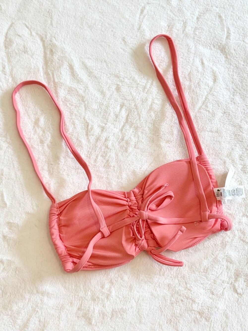 NWT Aerie Pink Coral Bandeau Ruched Bikini Top - Size: Small - Picture 6 of 10